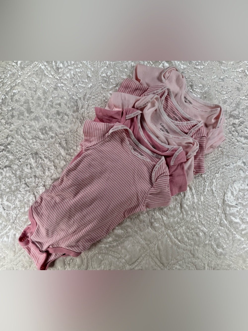 Calvin Klein Baby Girls' Pink Stripe Bodysuit Set of 5